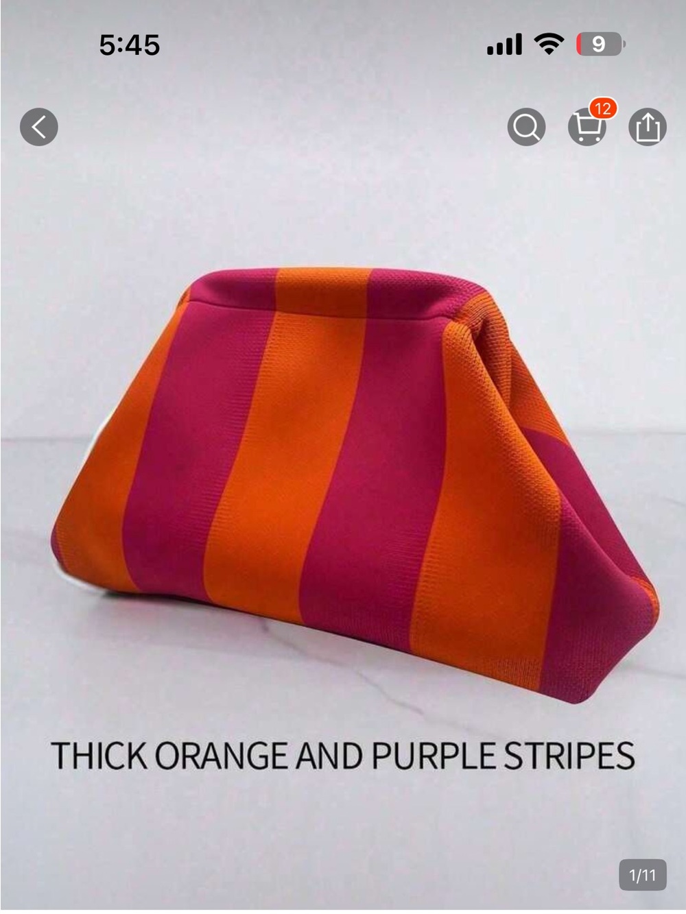 SHEIN Striped Orange and Purple Cloud Clutch